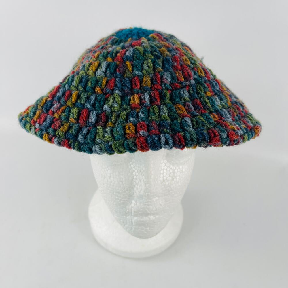 Handmade Crochet Beret Slouch Round Hat Blue Green Rust Brown